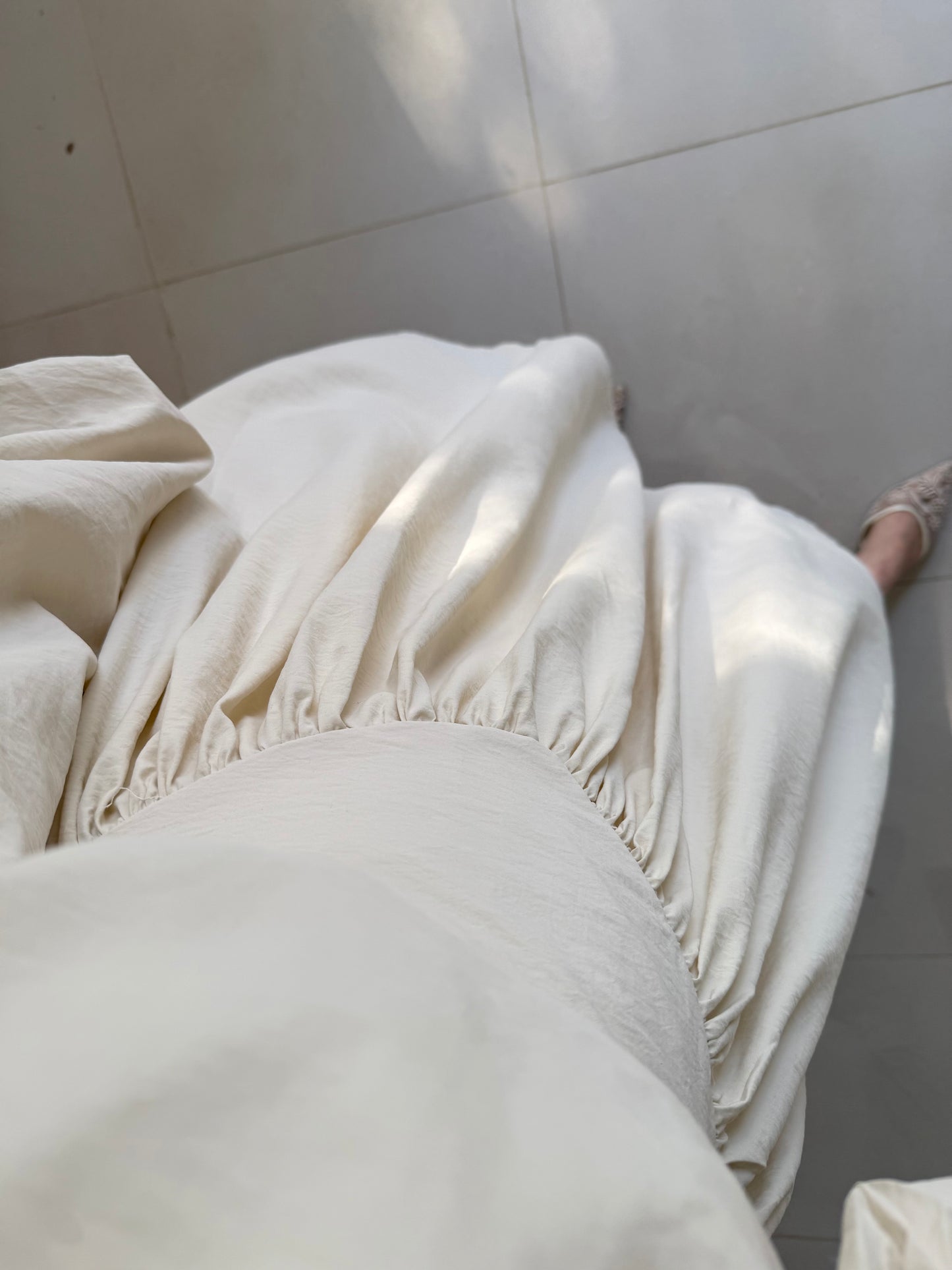 Lantern Sleeve Skirt Set- Beige