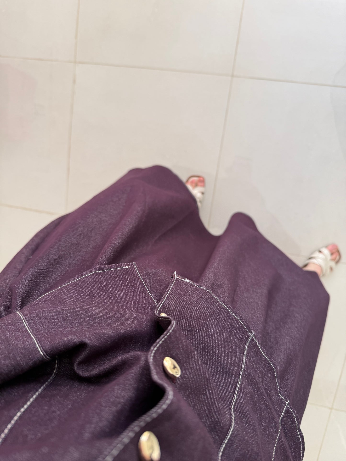 Skirt Denim Set- Burgundy