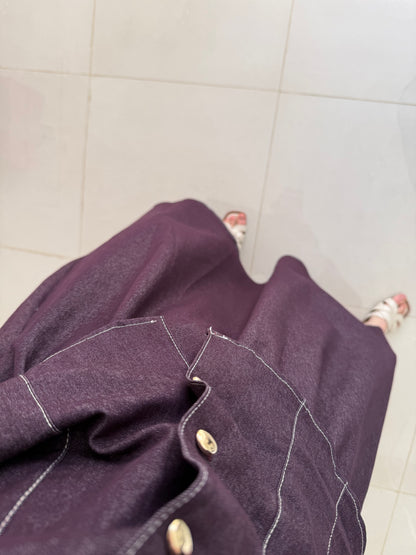 Skirt Denim Set- Burgundy