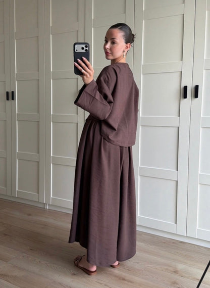 Wide Pants Set- Brown