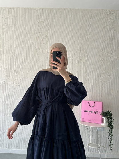 Volume Summer Dress- Navy Blue