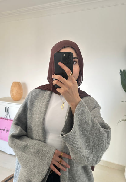 Long Oversized Cardigan- Light Gray