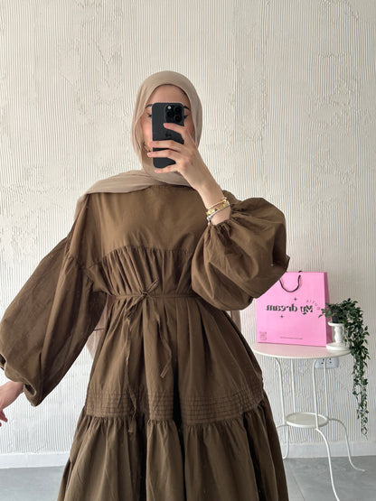 Volume Summer Dress- Brown