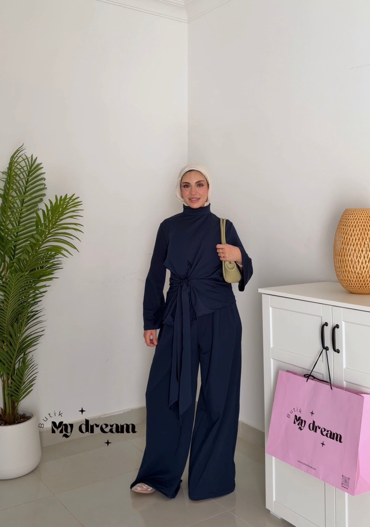 Tie Waist Set- Navy Blue