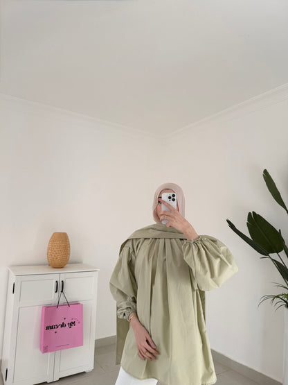 Poplin Sleeve Oversized top-Green
