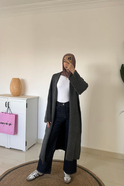 Long Oversized Cardigan- Dark gray