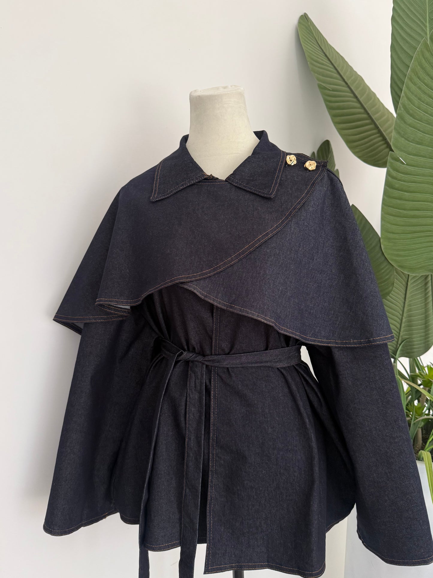 Denim Shirt With Cape