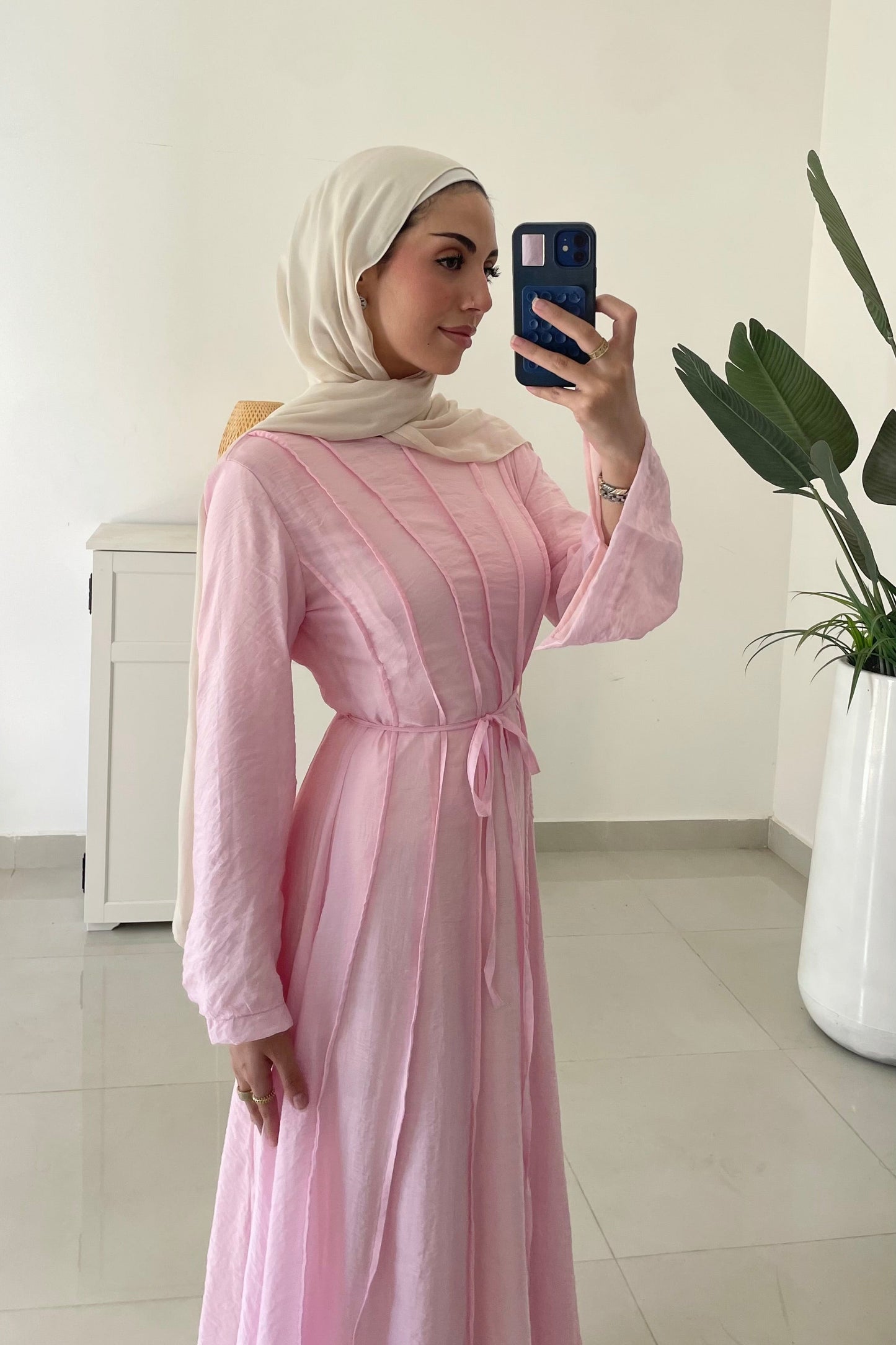 Belted Summer Dress-Pink