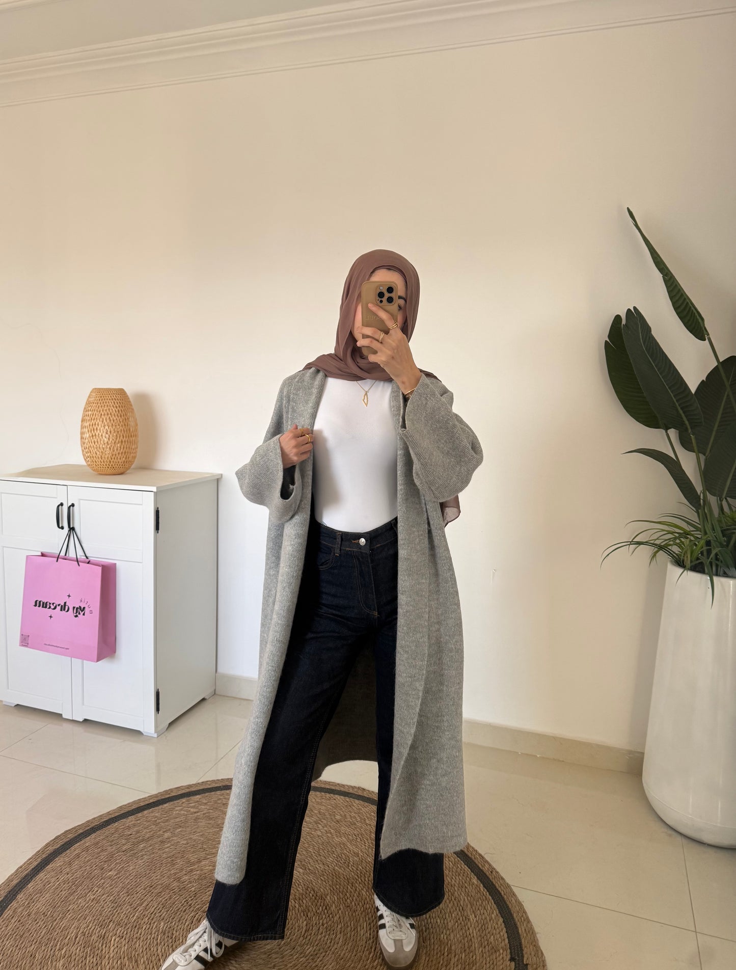 Long Oversized Cardigan- Light Gray