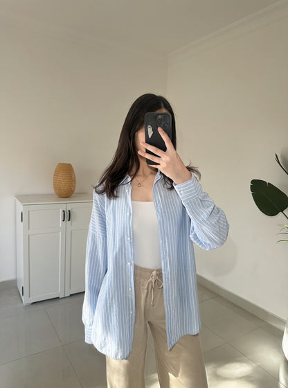 Linen Striped Shirt- Blue