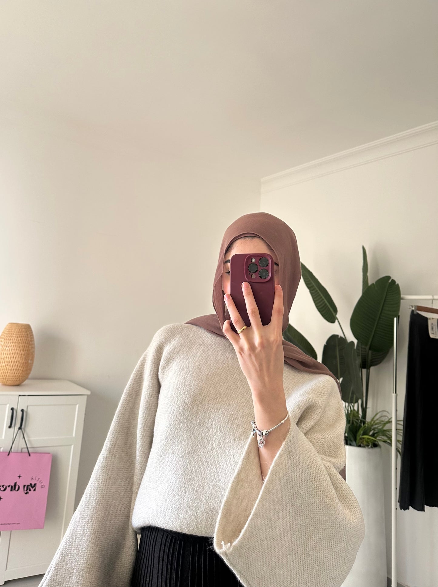 Batwing Sleeve Oversized Sweater- Beige