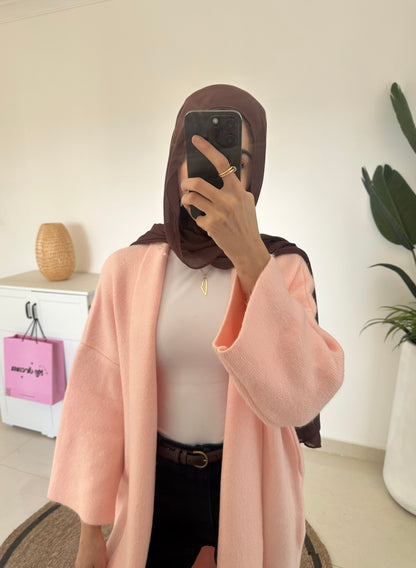 Long Oversized Cardigan- Pink