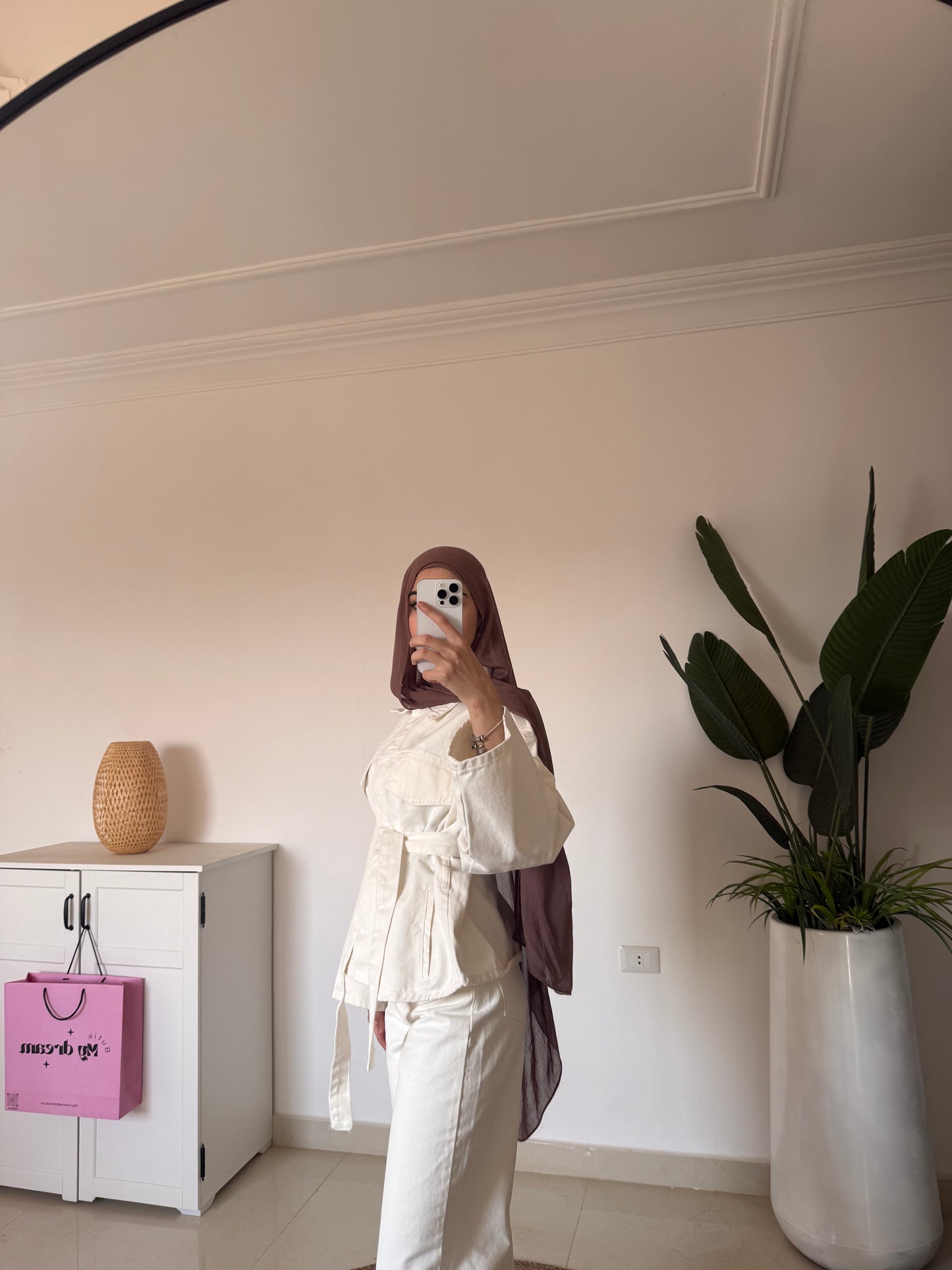 Denim Pants Set- Cream