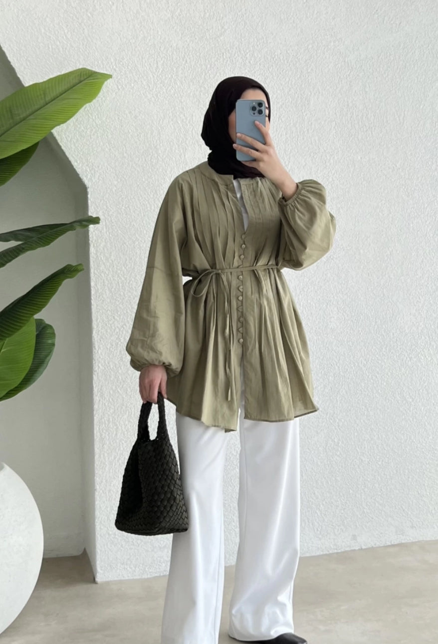 Light Weight Cotton Shirt- Green