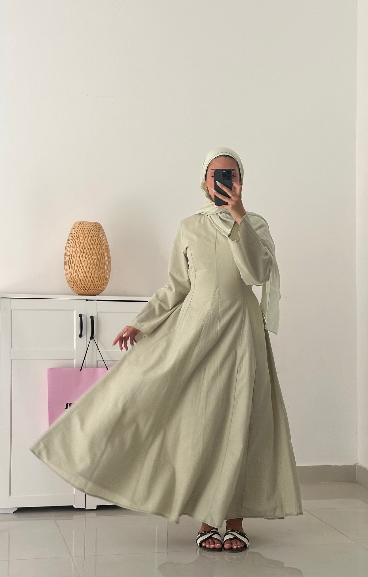Waisted Maxi Dress-Green