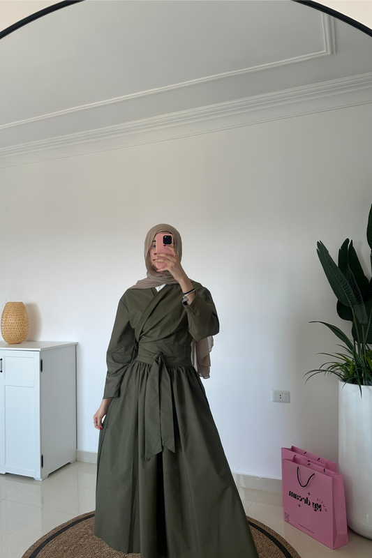 Wrap top with Skirt Set- Army Green