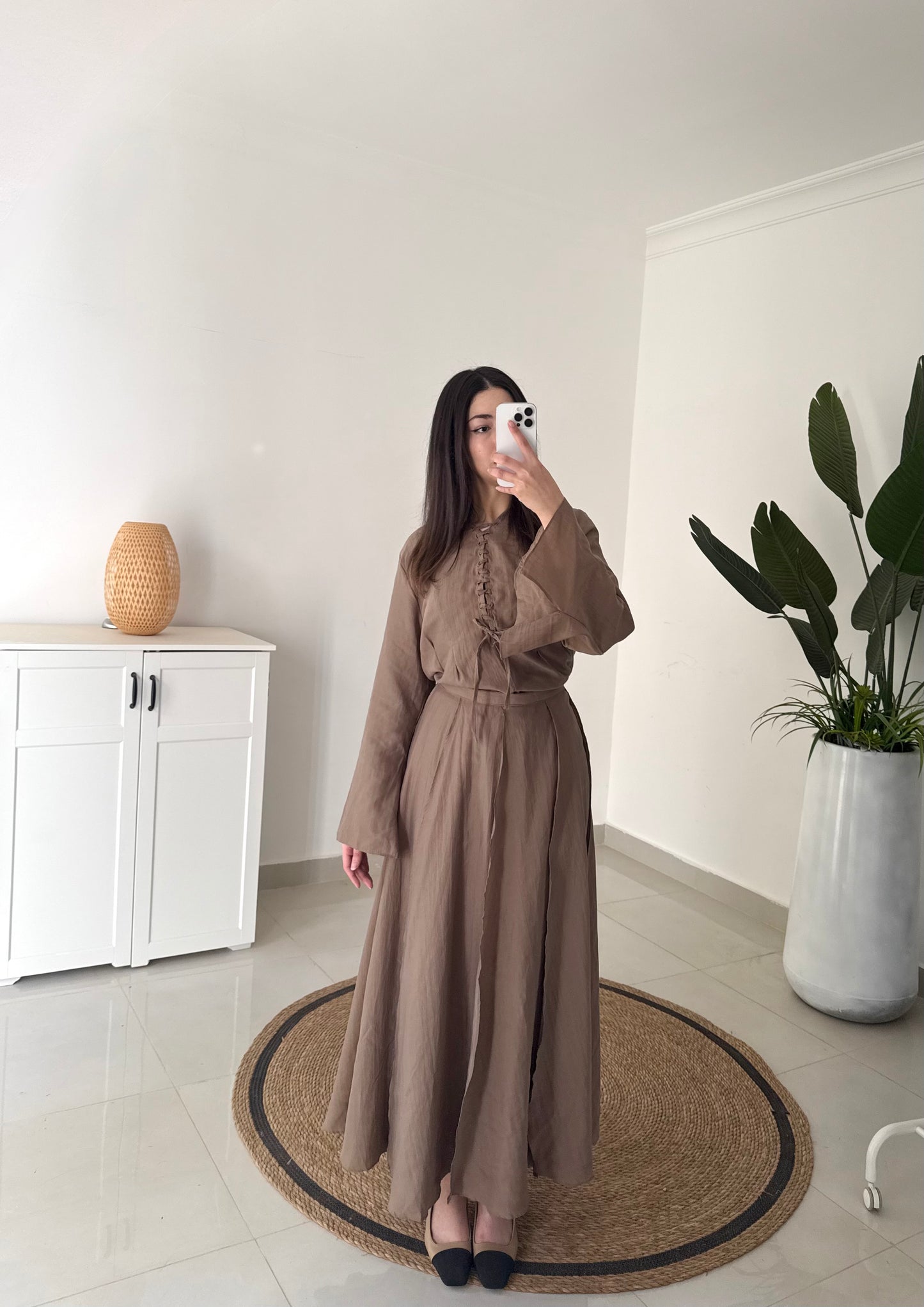 Nursoul Layered Skirt Set- Brown