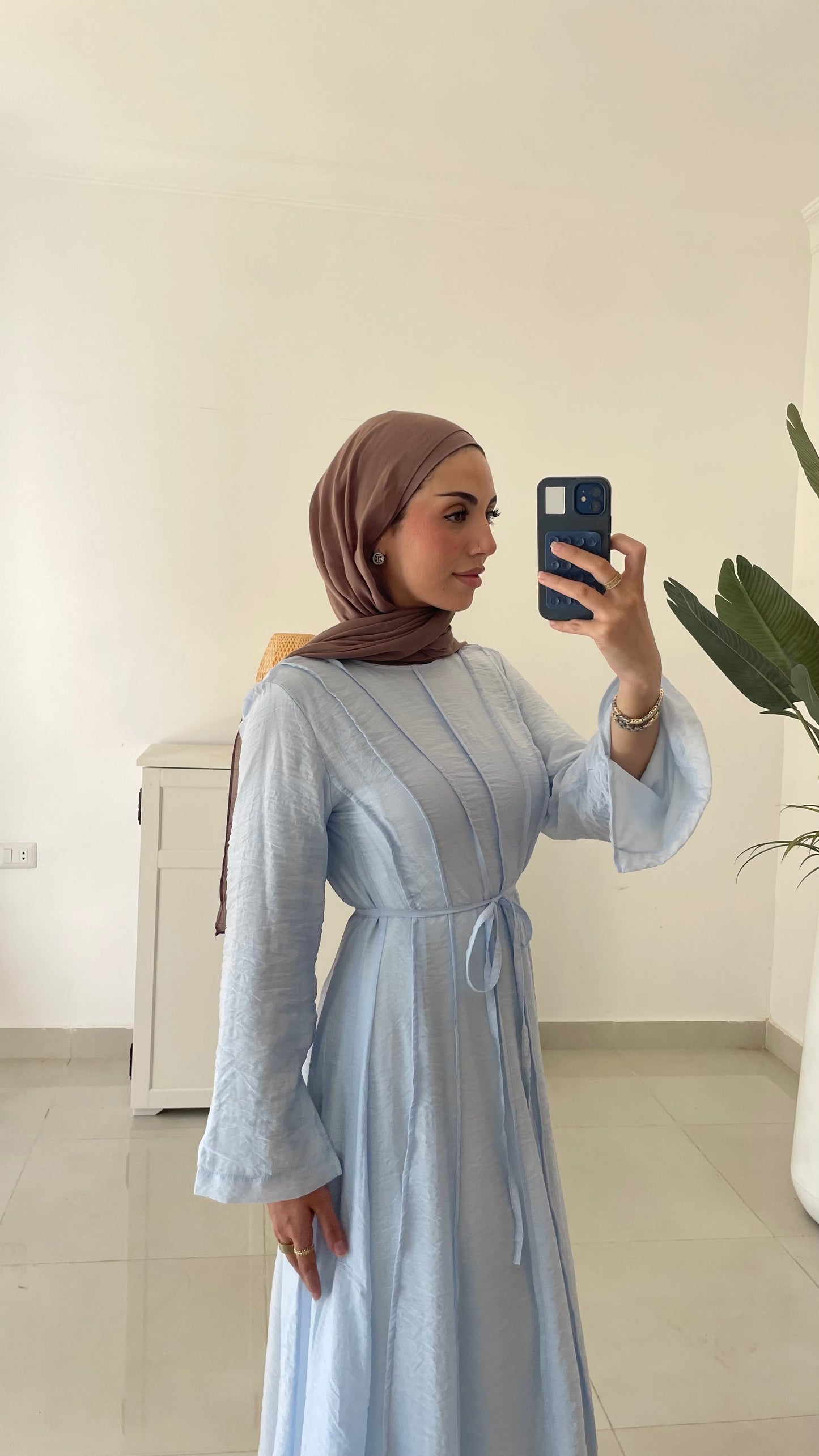 Belted Summer Dress-Blue