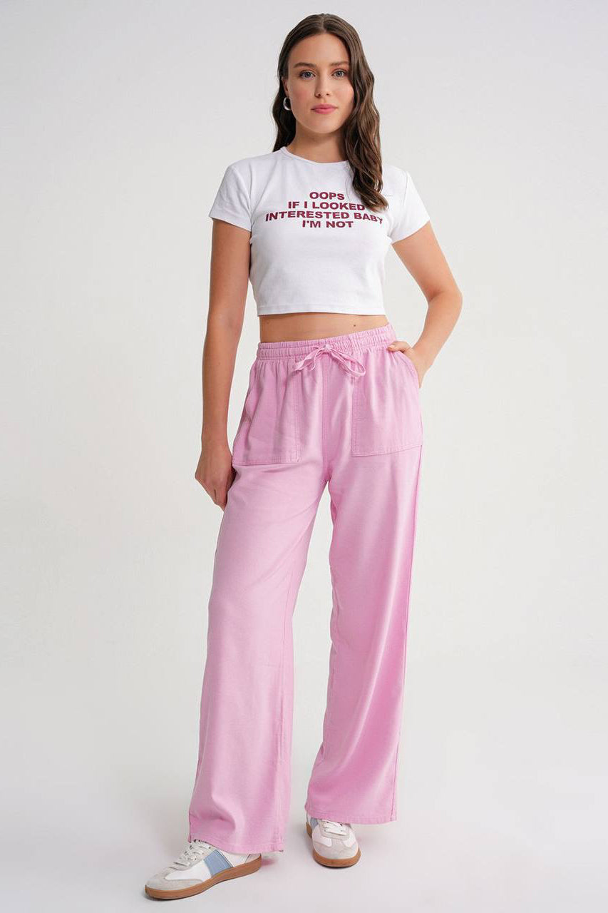 Cotton Linen Pants- Pink