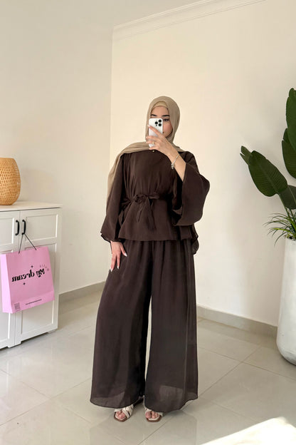 Reem Pants Set- Brown