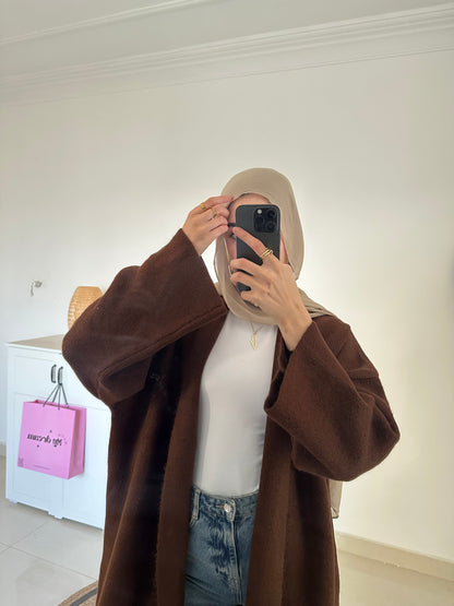 Long Oversized Cardigan- Dark Brown