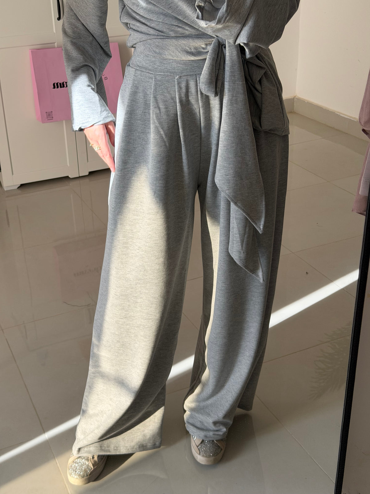 Tie Waist Set- Gray