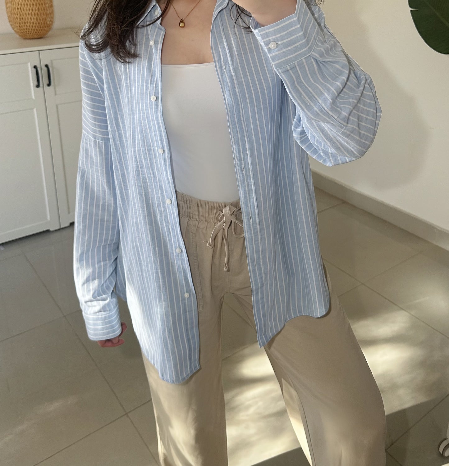 Linen Striped Shirt- Blue