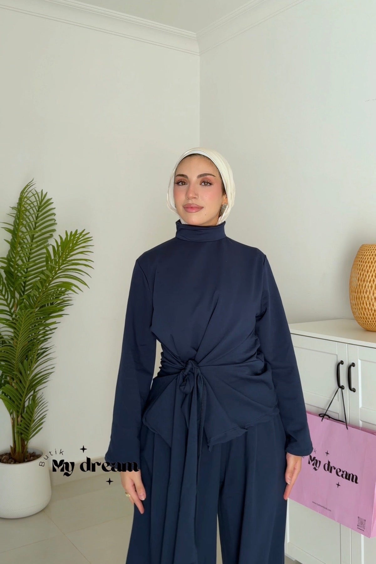 Tie Waist Set- Navy Blue