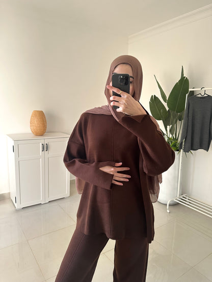 Oversized Triko Set- Brown