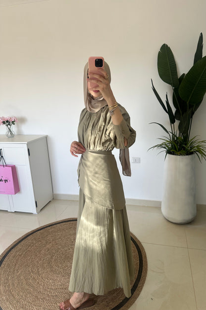 Maxi Dress With OverSkirt- Green