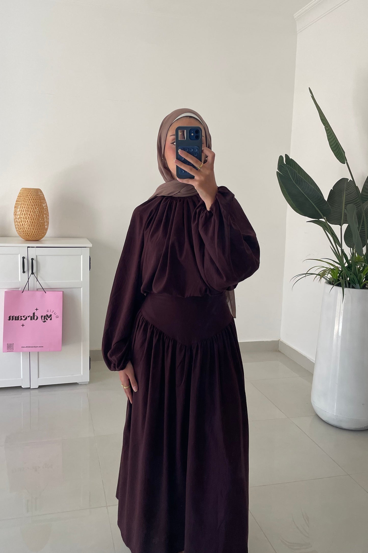 Waisted Skirt Set- Burgundy