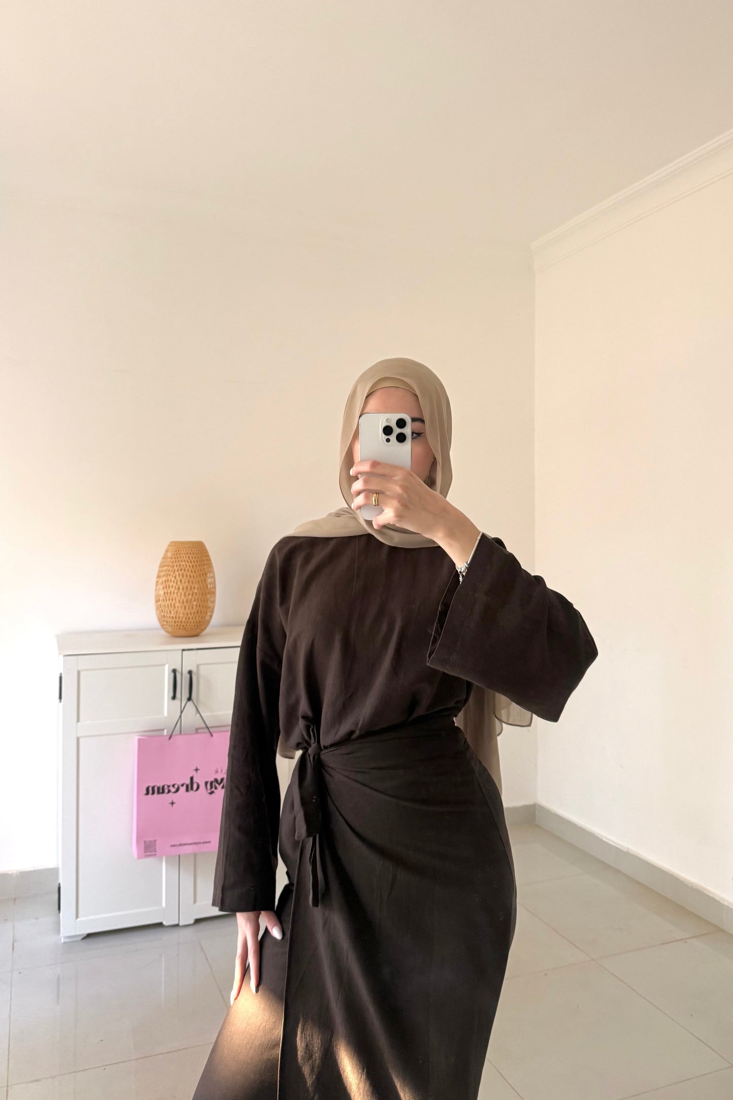 Wrap Skirt Set- Brown