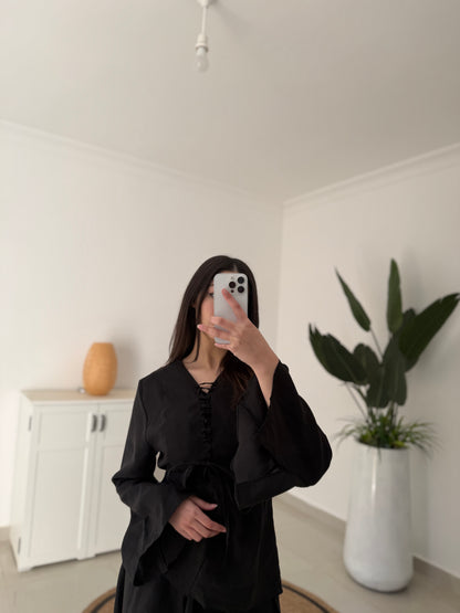 Nursoul Layered Skirt Set- Black