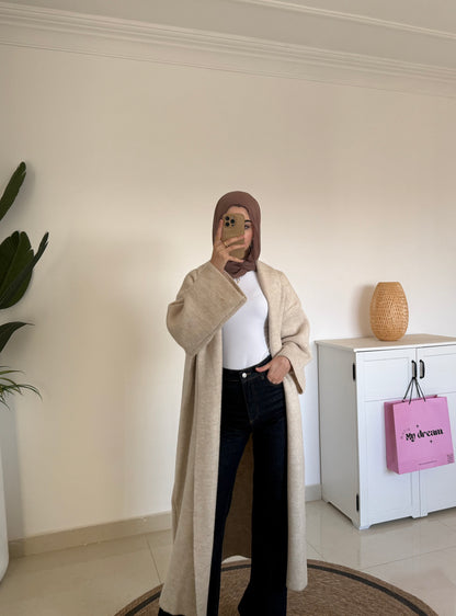 Long Oversized Cardigan- Beige