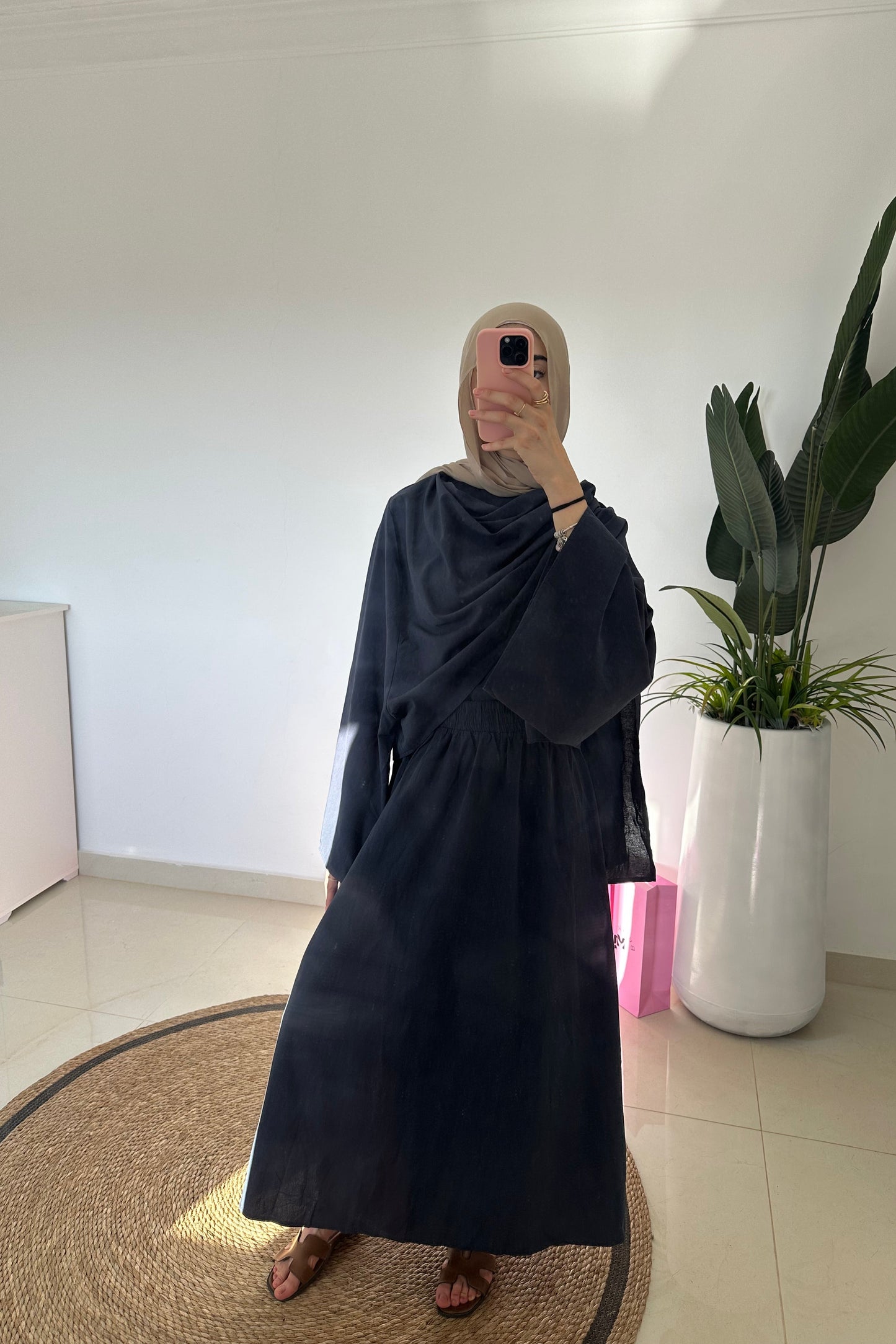 Scarf Top With Skirt-Navy Blue