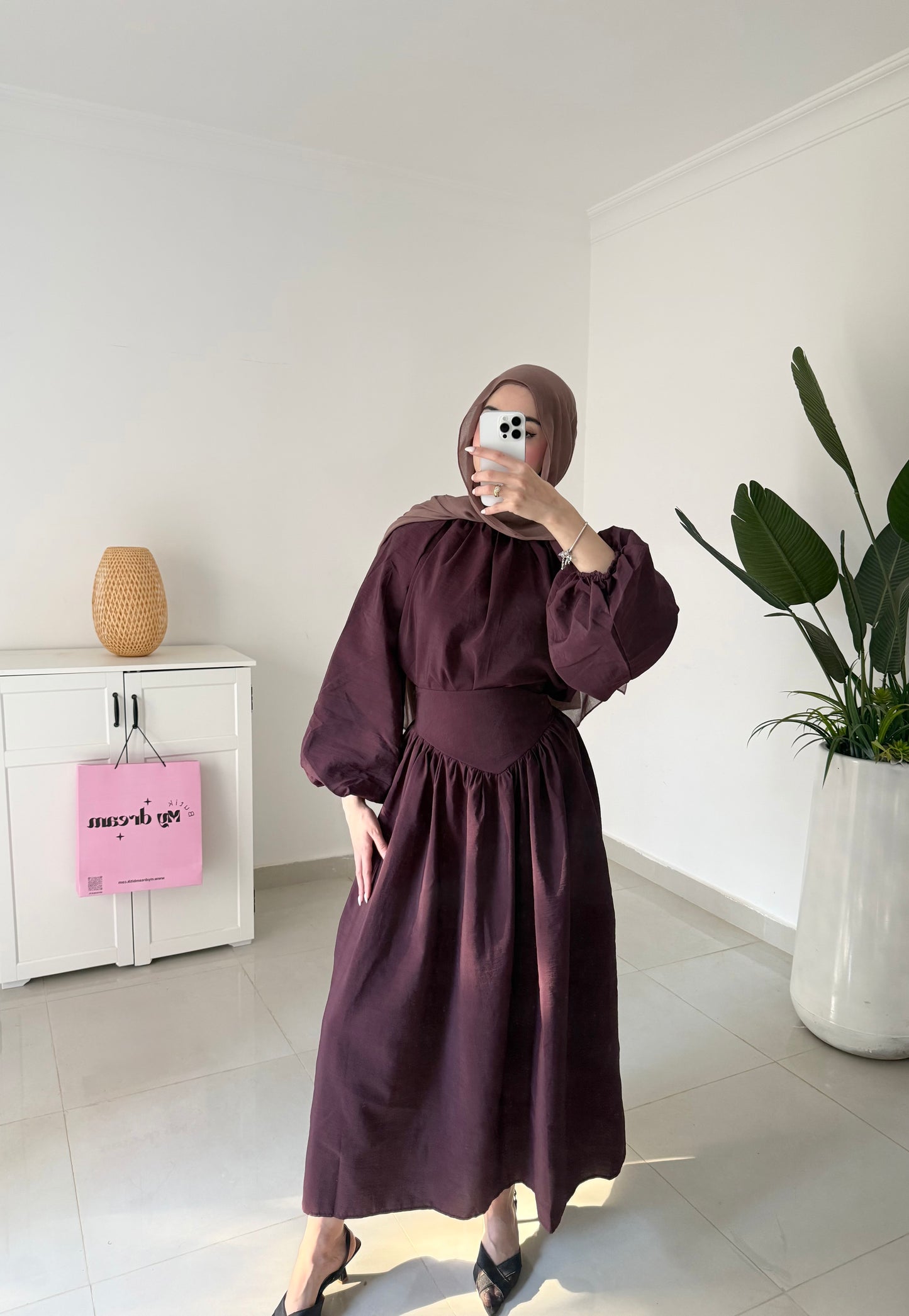 Lantern Sleeve Skirt Set- Burgundy