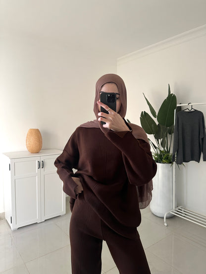 Oversized Triko Set- Brown
