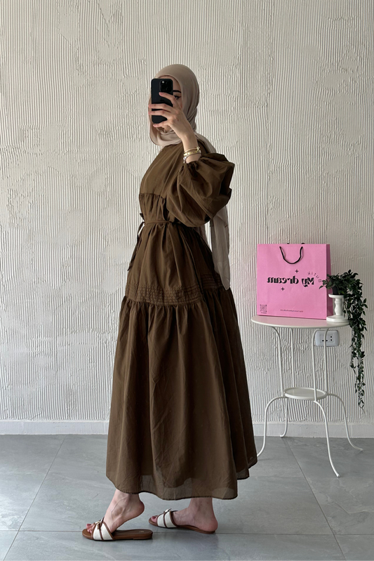 Volume Summer Dress- Brown