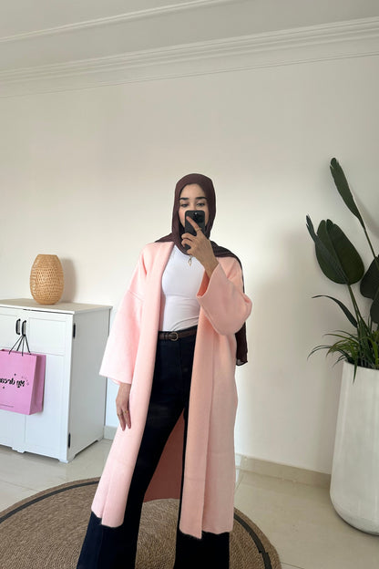 Long Oversized Cardigan- Pink