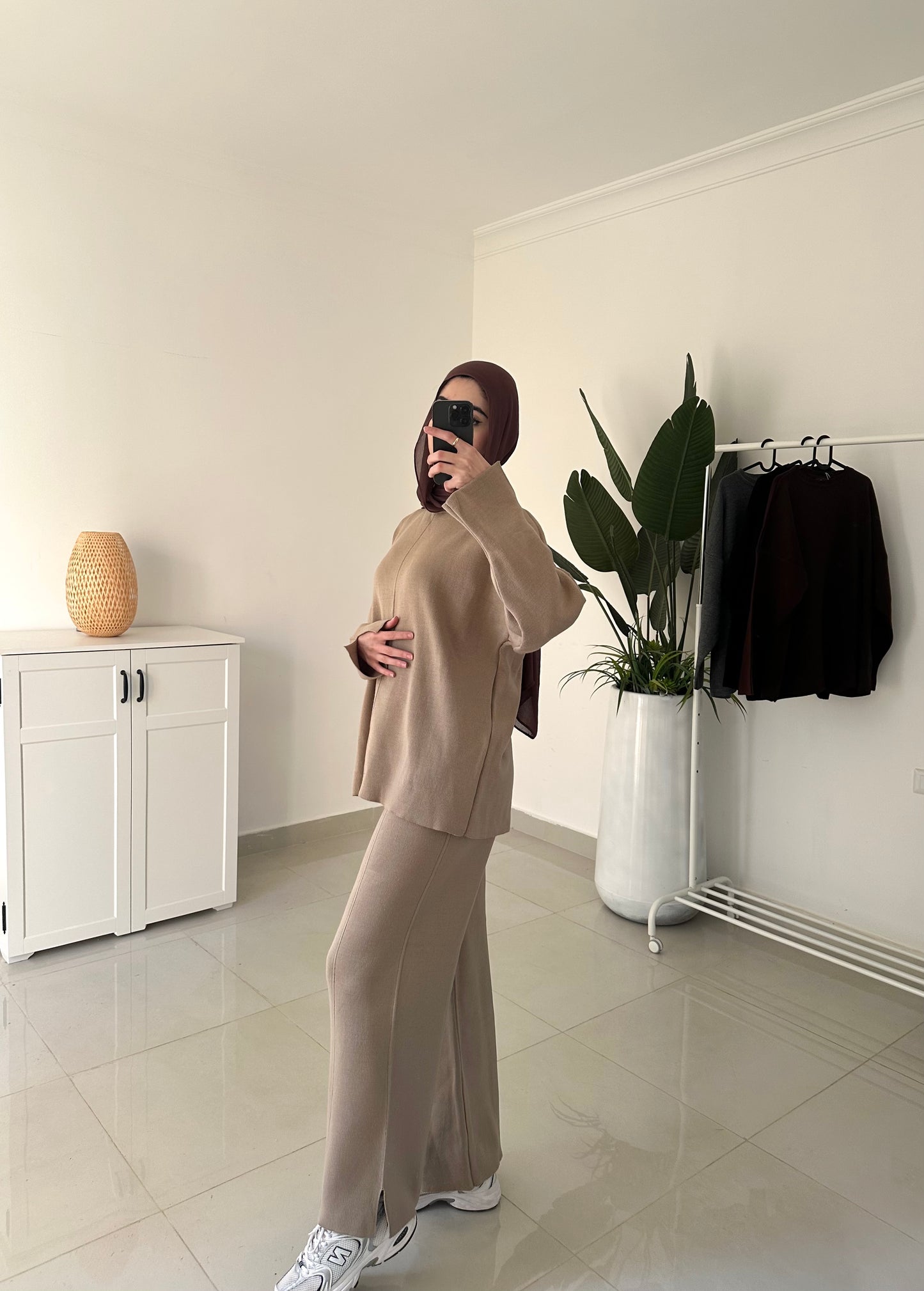 Oversized Triko Set- Beige