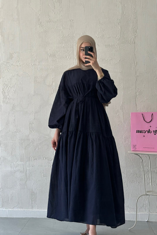 Volume Summer Dress- Navy Blue