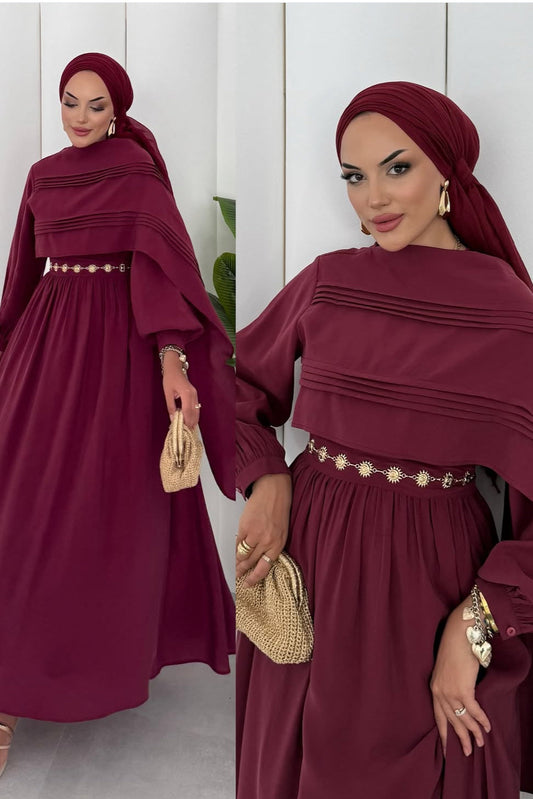 Huda Maxi Dress- Maroon