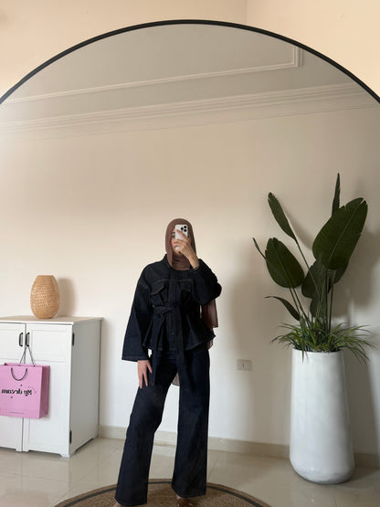 Denim Pants Set- Navy