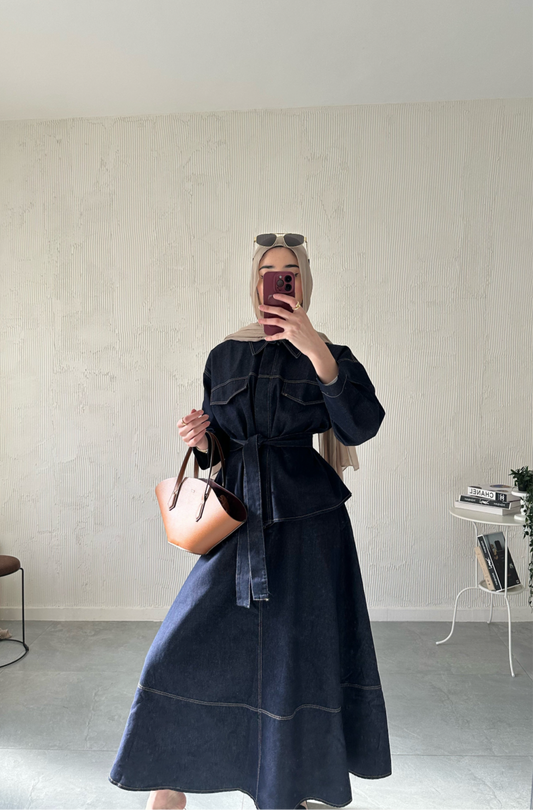 Skirt Denim Set- Navy Blue