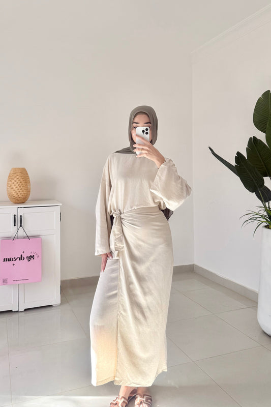 Wrap Skirt Set- Beige