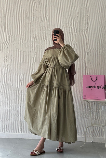 Volume Summer Dress- Light Green