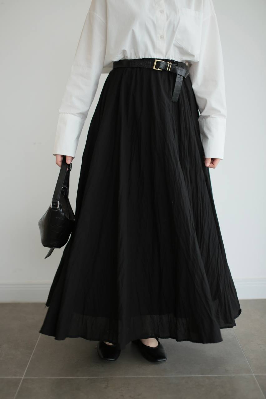 Crinkled Skirt- Black
