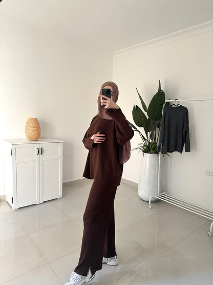 Oversized Triko Set- Brown