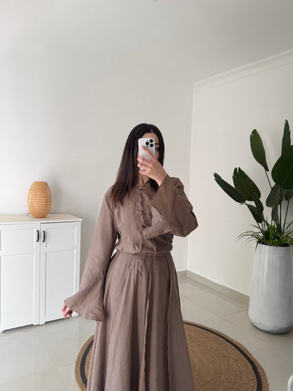 Nursoul Layered Skirt Set- Brown