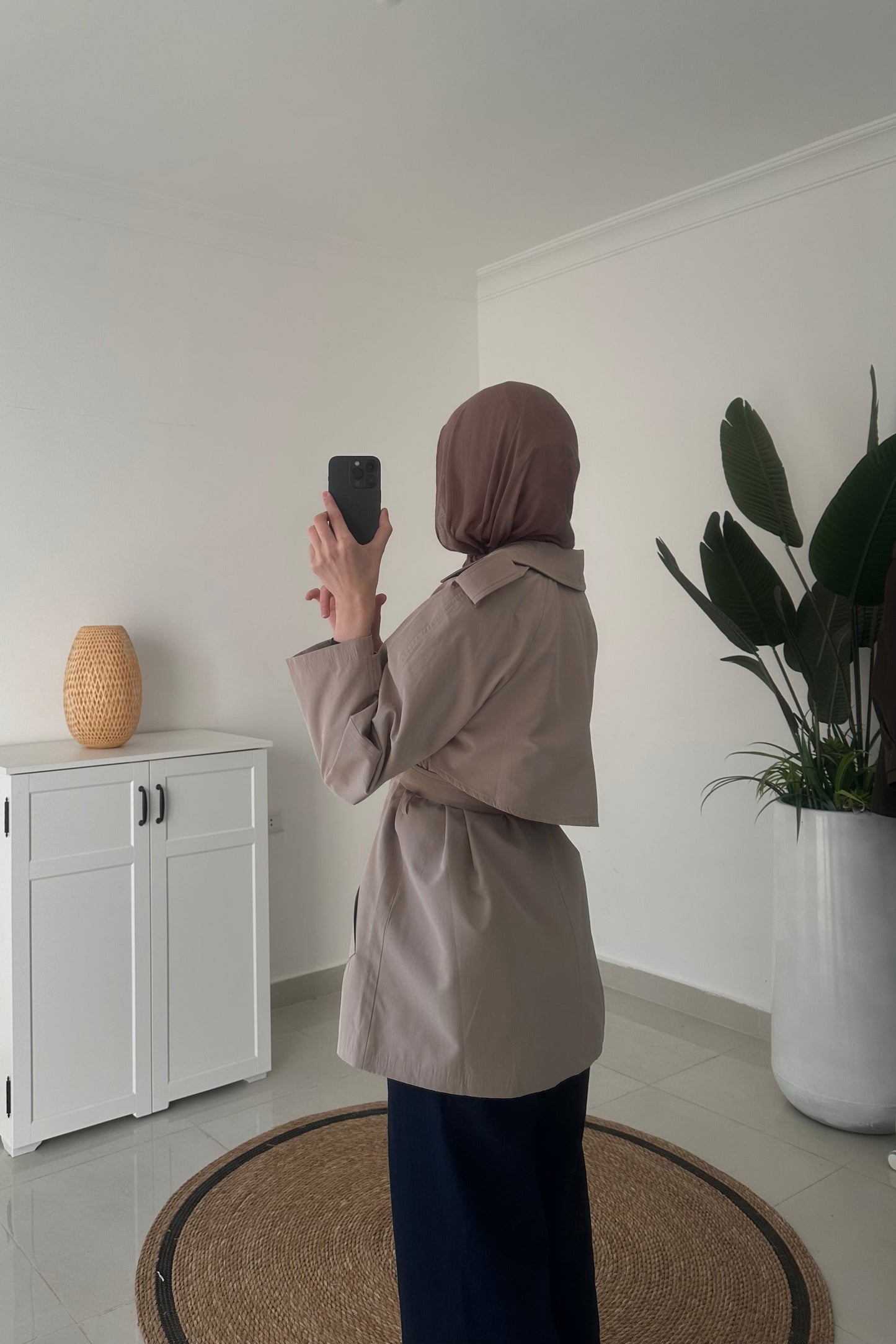 Mid Length Trench Coat- Beige